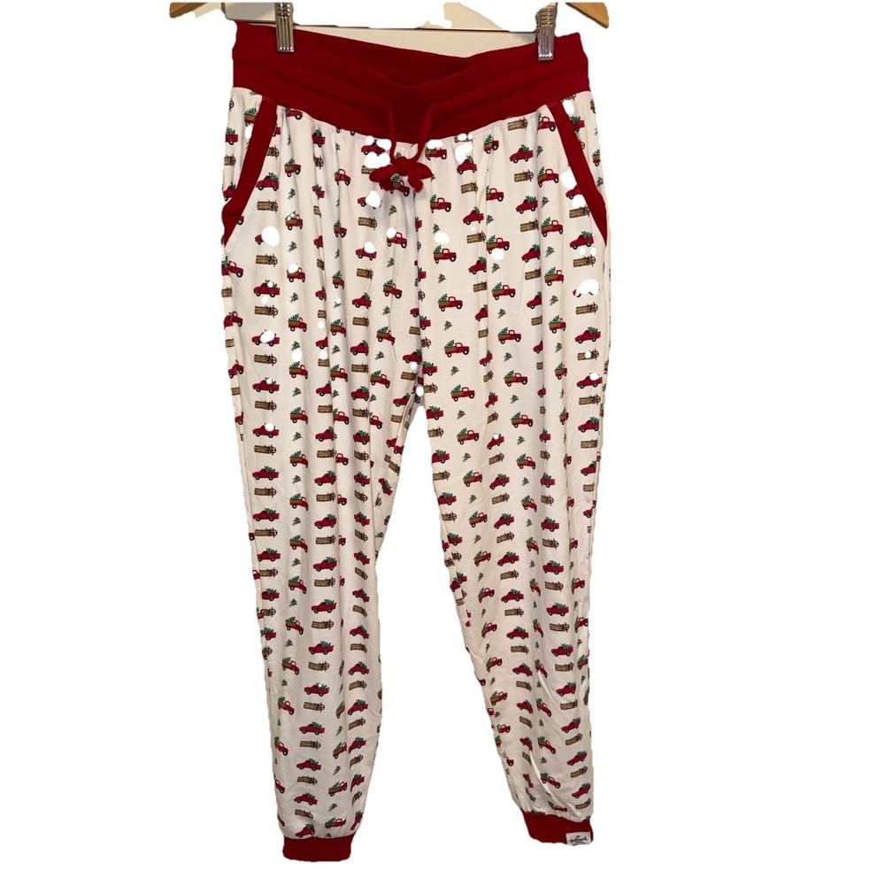 Hallmark Channel Women's Pajama Jogger Pants Red Truck Christmas Holiday No Size